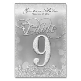 Tischnummer 9 Elegante Silver Imitats Glitzer