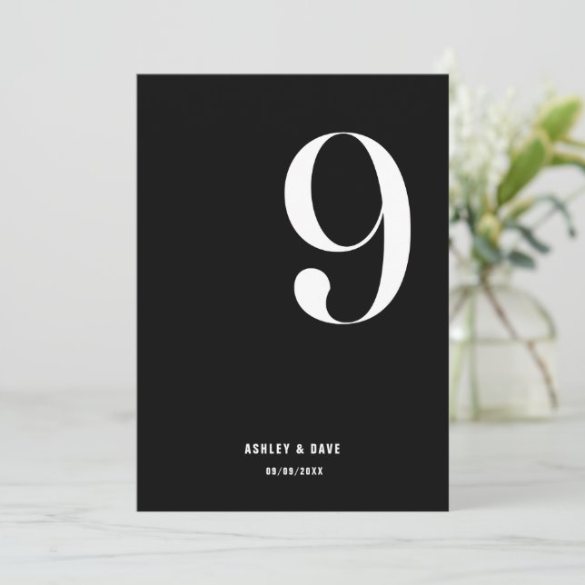Tischnummer 9 Fett Black Wedding Tischnummer (Stehend Vorderseite)