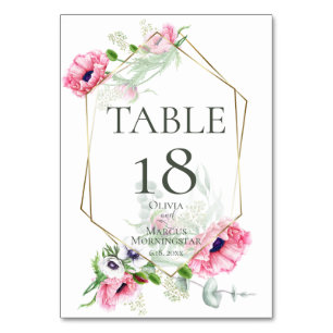Tischnummer Aquarellpinken