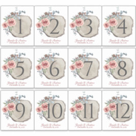 Tischnummer-Aufkleber für Rose aus Holz Aufkleber