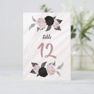 Tischnummer aus Rosa und Schwarz