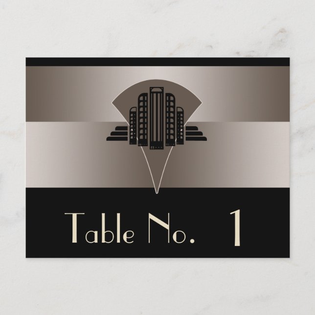 Tischnummer Black and Bronze Art Deco (Vorderseite)
