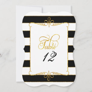 Tischnummer Black n White Script Gold Glitzer