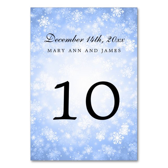 Tischnummer Blue Winter Wonderland Sparkle (Vorderseite)