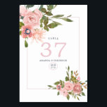 Tischnummer Blues Roses Roses<br><div class="desc">Trendy Blush rosa Rosen und Gold Blätter Event Tischnummer Karten.</div>