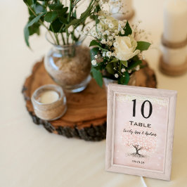 Tischnummer Blush Pink Herzleder Tree