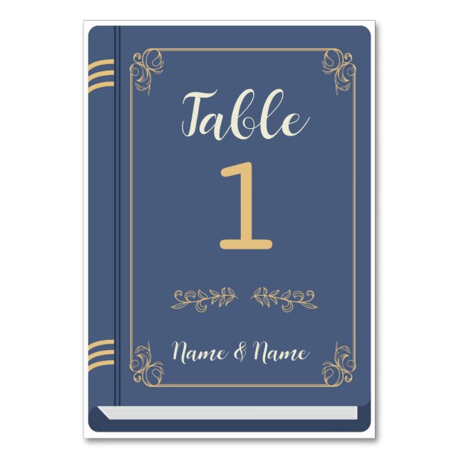 Tischnummer Book Wedding Library Author Navy (Vorderseite)