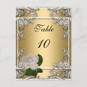Tischnummer Card Elegante Hochzeit Gold Creme Rose