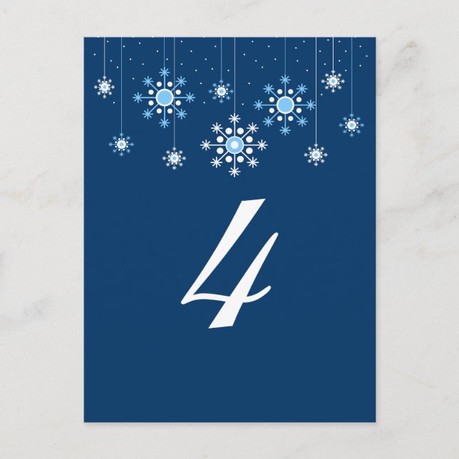 Tischnummer Card für Winterhochzeiten (Vorderseite)