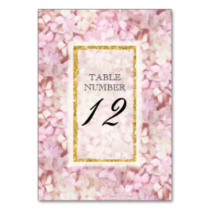 Tischnummer Card Hochzeitpink Hydrangea Gold Imita