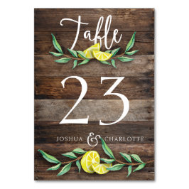 TISCHNUMMER CARD | Rustic Wood Lemon Wedding
