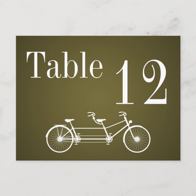 Tischnummer Card Whimsical Brown Fall Double Bike (Vorderseite)
