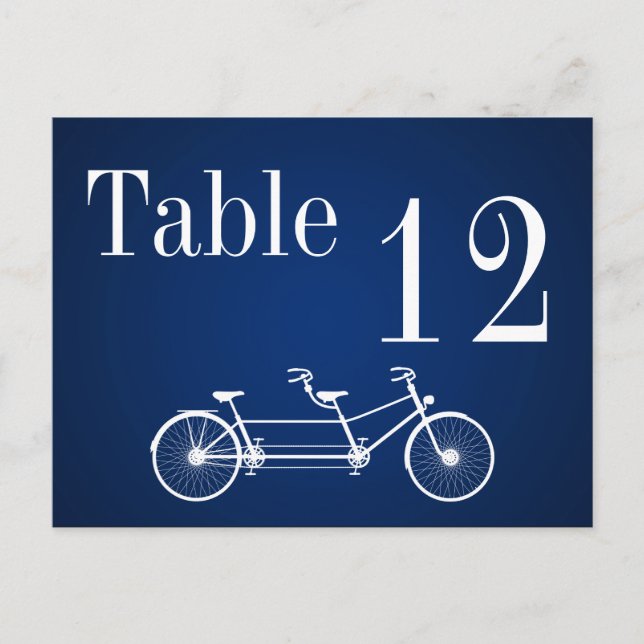Tischnummer Card Whimsical Navy Fall Double Bike (Vorderseite)