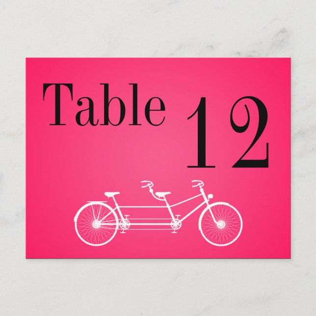 Tischnummer Card Whimsical Pink Fall Double Bike (Vorderseite)