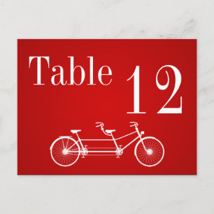 Tischnummer Card Whimsical Red Double Bike