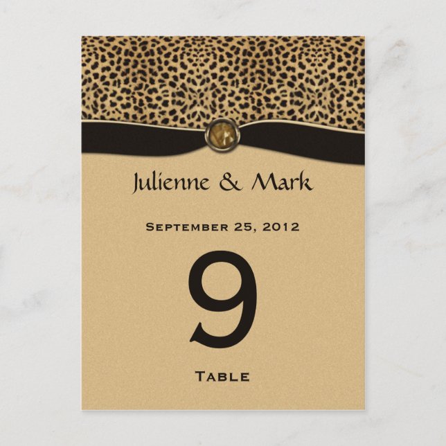 Tischnummer Cards Leopard Print IMITATS Ribbon Jew (Vorderseite)