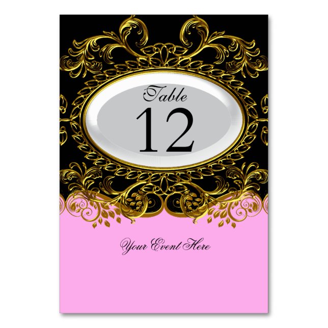 Tischnummer Cards Royal Pink White Black (Vorderseite)