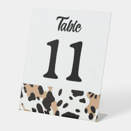 Tischnummer Cowhide Print Sockelschild