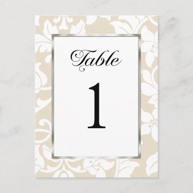 Tischnummer Cream Damask (Vorderseite)