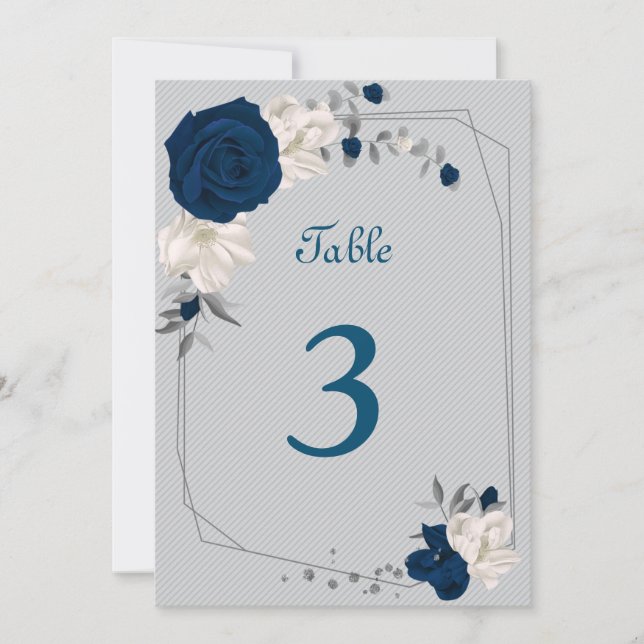 Tischnummer der blauen und weißen Blume (Vorderseite)