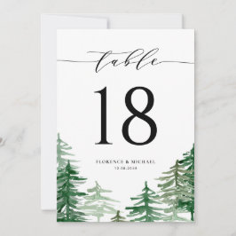 Tischnummer der Hochzeiten von Watercolor-Wald