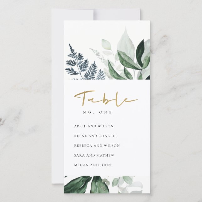 Tischnummer der Seekarte aus grünen Blättern (Vorderseite)