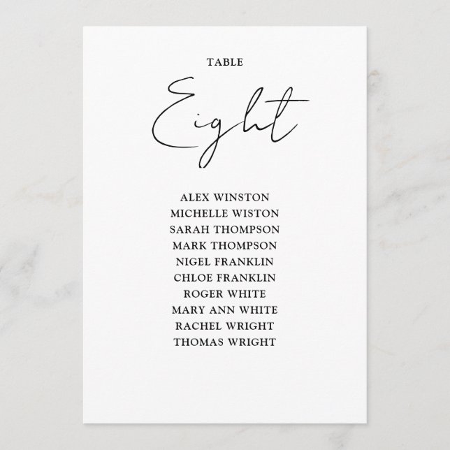 Tischnummer der Sitzkronen in Schwarz und Weiß (Vorderseite)