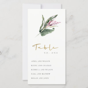 Tischnummer der tropisch rosa Blumenbestuhlung