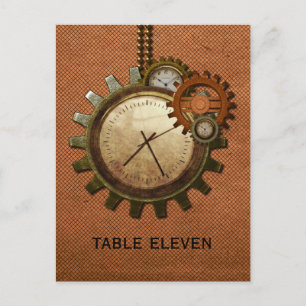 Tischnummer der Vintagen Uhr Postkarte, Kupfer