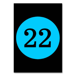 Tischnummer des blauen Kreises "Black and Aqua Blu