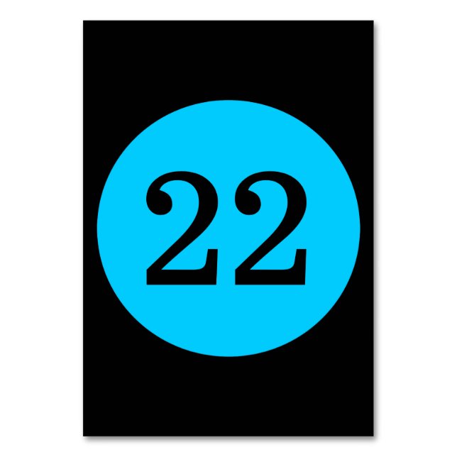Tischnummer des blauen Kreises "Black and Aqua Blu (Vorderseite)