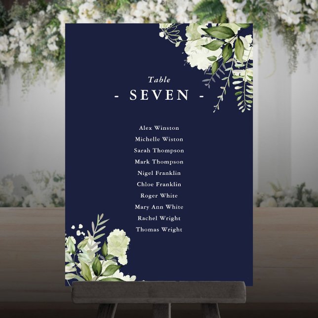 Tischnummer des blaugrünen Navy-Seating-Plans (Navy Blue Greenery Seating Plan Table Number)