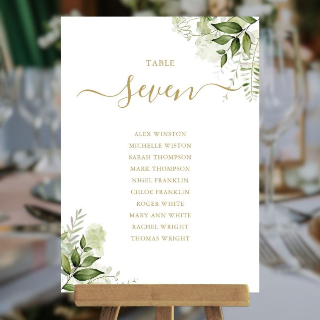 Tischnummer des Blumengoldplatzes für Grünpflanzen (Greenery Floral Gold Seating Plan Table Number)
