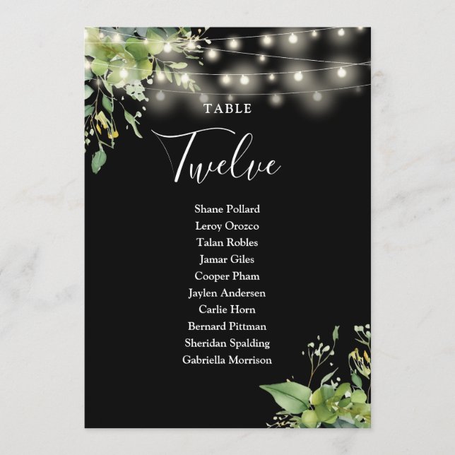 Tischnummer des Blumensitzes im Grünen (Vorderseite)