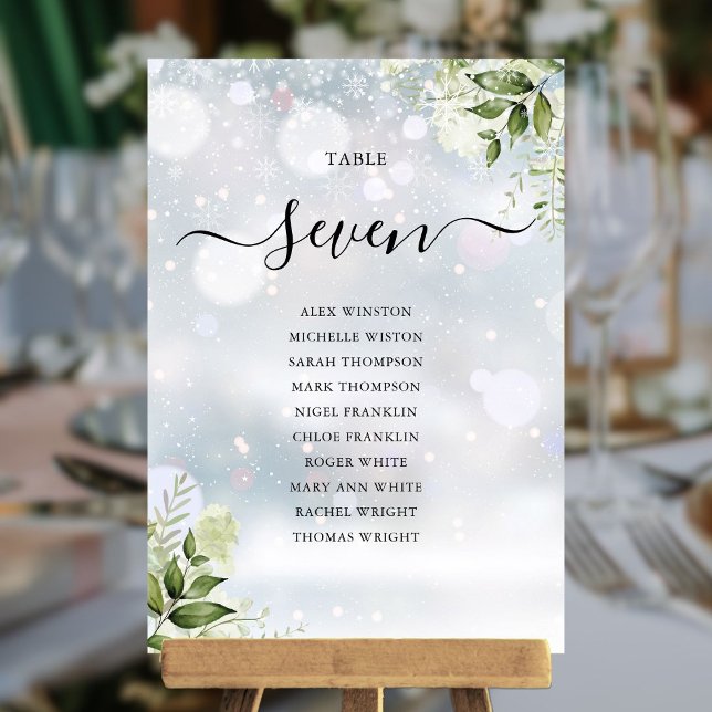 Tischnummer des Blumensitzes im Winter Greenery (Winter Greenery Floral Seating Plan Table Number)