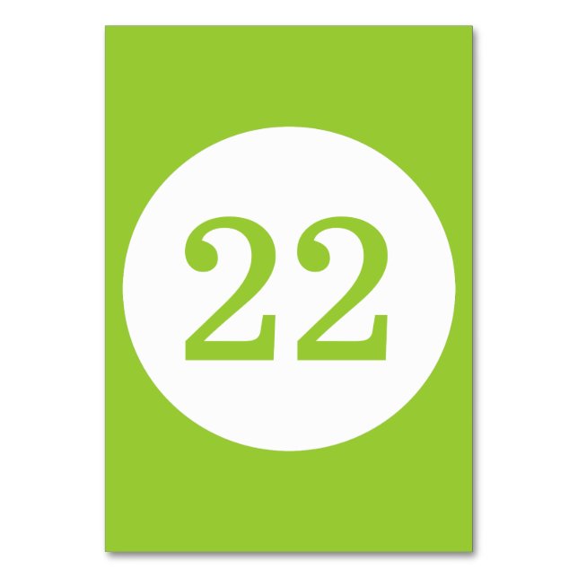 Tischnummer des grünen und weißen Kreises von Appl (Vorderseite)