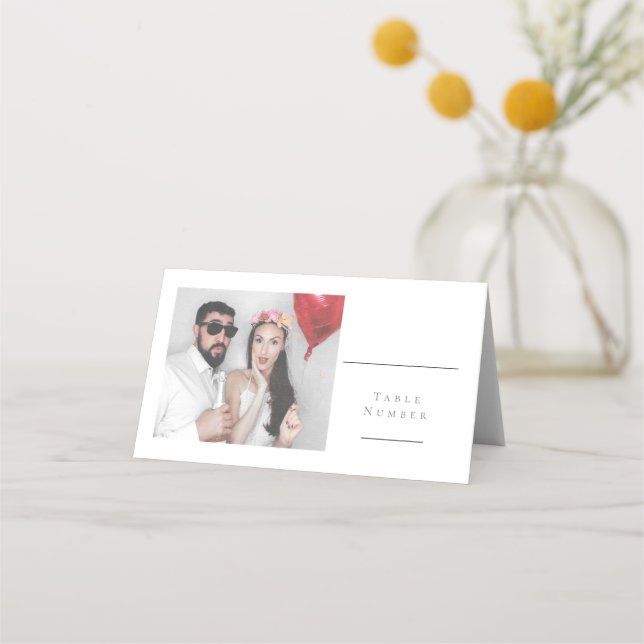 Tischnummer des Minimalistischen Fotos Platzkarte (Vorderseite)