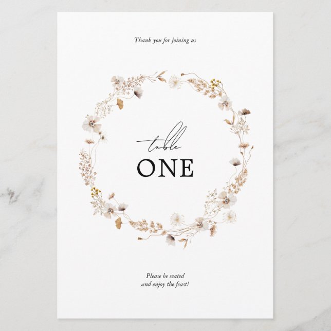 Tischnummer des modernen getrockneten Blumenkohls (Vorderseite)