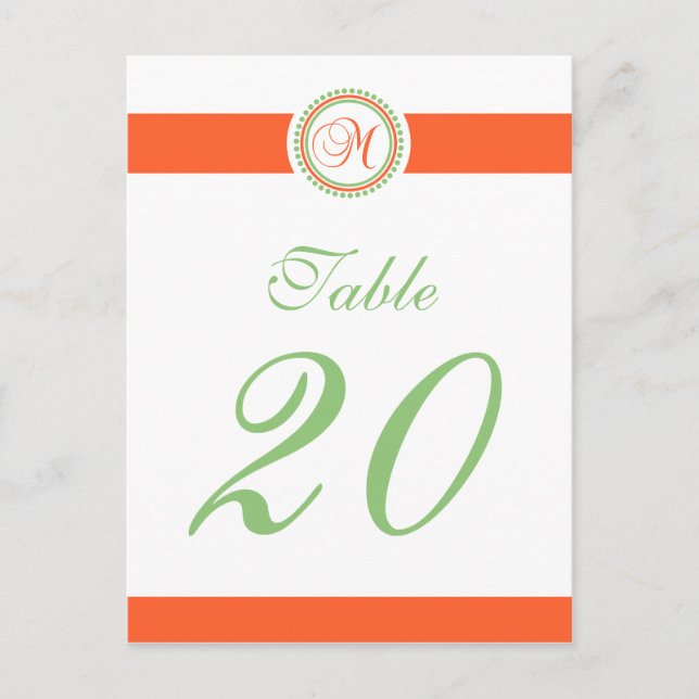 Tischnummer des Punktkreises Monogramm (Orange/Min (Vorderseite)