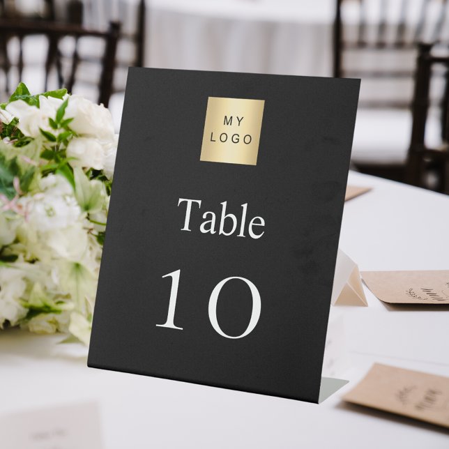 Tischnummer des Schwarz-weißen Firmenlogos Sockelschild (Von Creator hochgeladen)