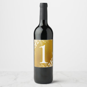 Tischnummer des Weinetiketts Weinberg (Goldfolie Weinetikett