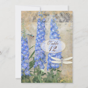 Tischnummer Dragonfly Butterfly Delphinium Art
