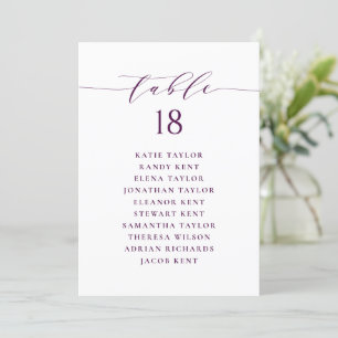 Tischnummer eines lila Minimalistischen Script-Sit