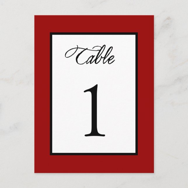 Tischnummer Einfache Schwarze Rahmen (Vorderseite)