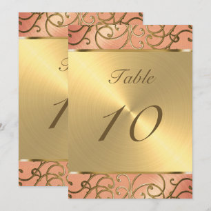 Tischnummer Elegant Peach and Gold Filigree
