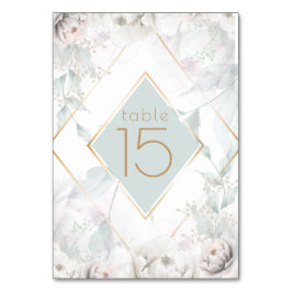 Tischnummer | Elegante Alabaster Wasserfarbenpeony