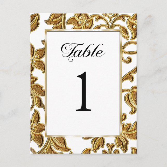 Tischnummer Embossed Gold Damask (Vorderseite)