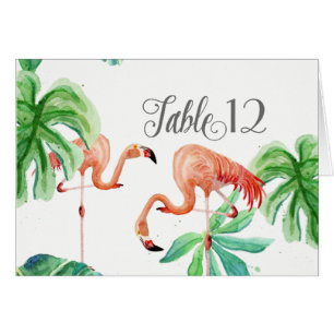 Tischnummer-Flamingo-Blatt-tropische Strand-Kunst