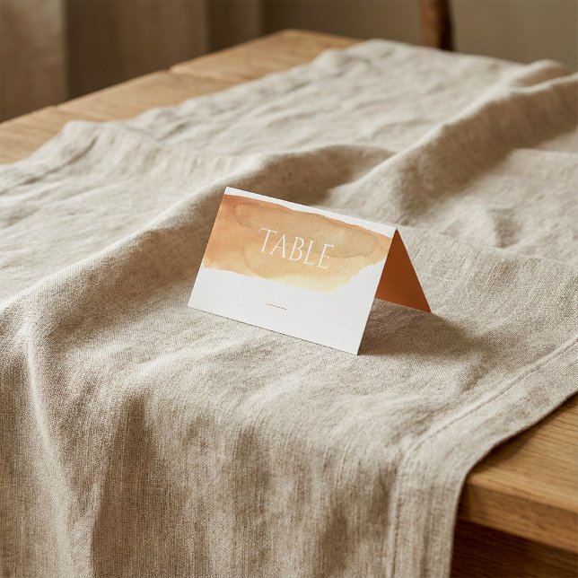 Tischnummer für Aquarellfarbe (Watercolour paint wash table number card.)