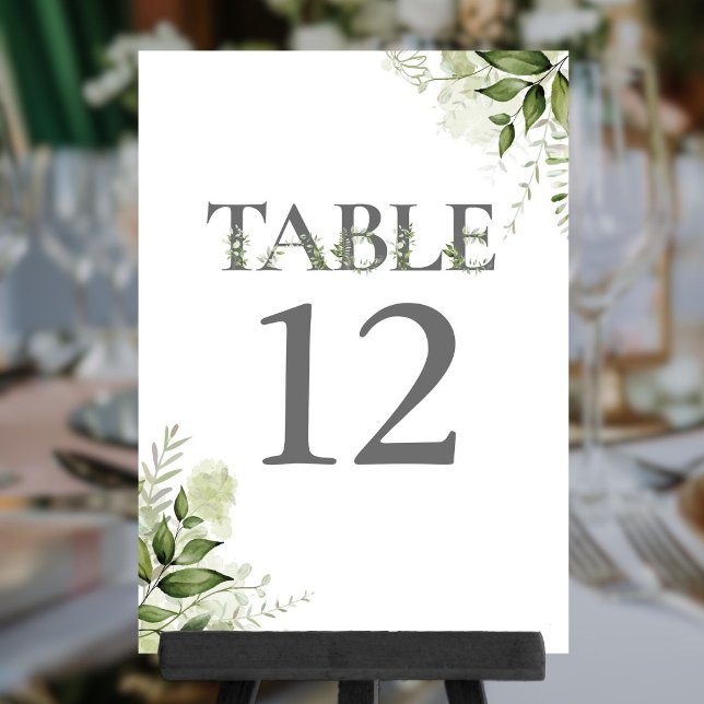 Tischnummer für BlumenTypografie (Greenery Floral Typography Table Number)